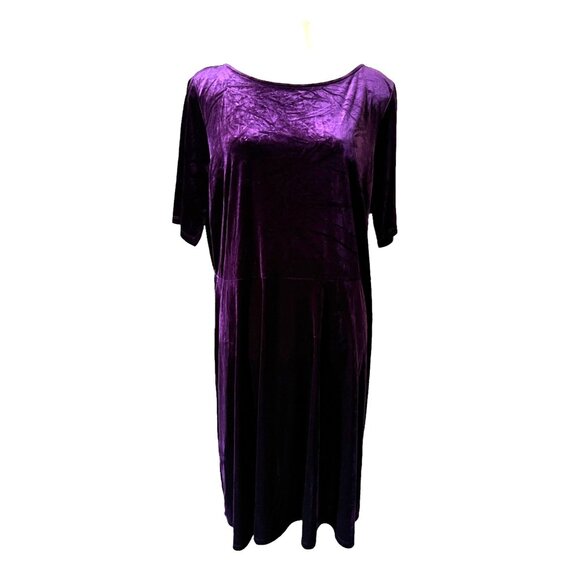 Joanna Hope Purple Velvet Maxi Dress Sz 24 Womens Plus Short Sleeve - Picture 4 of 9